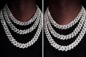 Morden Mossanite Diamond Cuban Link Chain <b>Silver</b> Hip Hop Style Iced <b>Necklace</b> <b>for</b> <b>Men</b> Fashion Accessory <b>for</b> Weddings & Gift Purpo - Product Image 3