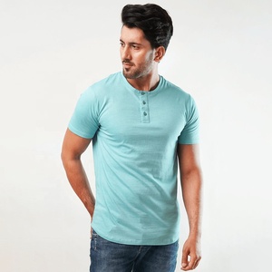 Custom <b>Henley</b> <b>Shirt</b> Blank 220G Heavyweight 100% Cotton Solid Jersey Silk Screen Printed Streetwear Casual T-<b>Shirts</b> For Men - Product Image 1