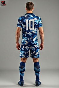 Uniforme de fútbol de manga corta con camuflaje azul, conjunto de jersey para entrenamiento de fútbol, ropa deportiva con estampado personalizado, uniforme de voleibol - Product Image 6