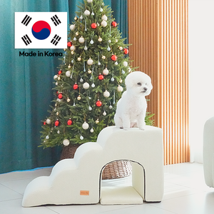 [AllmioPet] Escalera para Mascotas de Interior de 4 Peldaños, 3 en 1, Estilo Cueva, Color Marfil, AMP C4 IV, Cómodas Escaleras para Perros y Gatos para Usar con Sofás, Camas y Muebles - Product Image 1