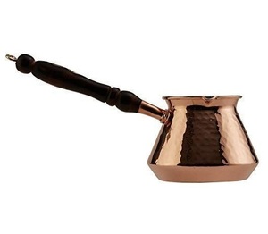Magnifique cafetière turque, grecque et arabe en cuivre et laiton antique, pour cuisinière, avec poignée en bois (Cezve, Ibrik, Briki) - Product Image 3