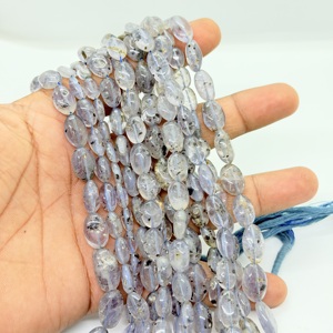 Cuentas de Iolita Natural en Forma Ovalada, Lisas, para Joyería, Hilo de 16 Pulgadas, Cuentas Sueltas al por Mayor - Product Image 1