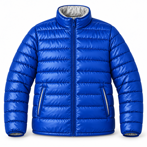 Custom Autumn Quilted Bomber <b>Jacket</b> Lightweight Reflective Gloss Finish Contrast Interior Single Welt Pockets Stand Front - Product Image 1