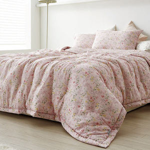 [NONA] DIBAKO AROMA <b>Bed</b> Linen Comforter Set Trendy Ivory Light Gray Pink Floral Pattern Exotic Hotel Bedding Set - Product Image 5
