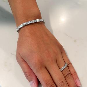 RAMDUT IMPEX Silver/Rose Gold Plated Moissanite Tennis Bracelet Pear Cut Channel Setting Geometric Design Trendy Unisex Everyday - Product Image 5