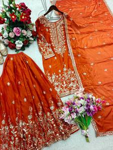 Launching New Design Trending Zmy-Chu <b>Silk</b> Top Sarara&dupatta Reddy To Wear Look Design - Product Image 4