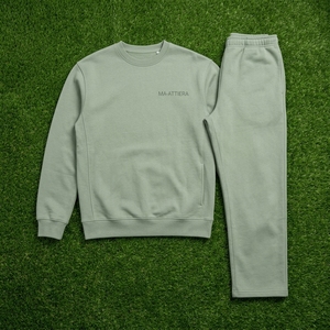 Conjunto de Sudadera de Cuello Redondo Color Verde Salvia para Hombre y Pantalones de Pierna Recta, Conjunto de Dos Piezas a Juego, Ropa Deportiva Informal - Product Image 6