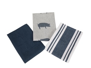 Paño de Cocina Tejido Ecológico de Algodón a Rayas con Estampado de Berenjena, Cuadrado, Lavable a Máquina, Gris Púrpura - Product Image 2