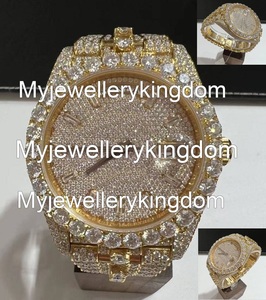 Reloj de Lujo Estilo Hip Hop con Esfera Cuadrada de Moissanita en Oro Amarillo VVS, Movimiento de Cuarzo de Alta Calidad, Reloj Elegante para Negocios - Product Image 1