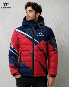 Men <b>Winter</b> Puffer Jacket Custom Printed Hooded Quilted Down Jacket <b>Waterproof</b> Outdoor Warm Fashion Casual <b>Coat</b> OEM Manufacturers - Product Image 2