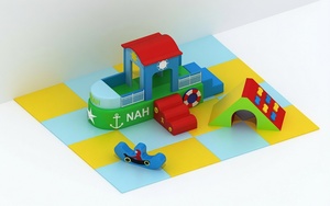 Parque Infantil Interior con Tobogán y Coche Montable para Niños - Product Image 1