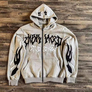 Sudadera con capucha personalizada con cremallera, bordado Y2K, otoño, para hombre, muestra gratuita, forro polar extragrande - Product Image 2