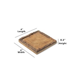 Sous-verres carrés en bois faits à la main, design moderne, finition bois naturel, antidérapants, Curio Craft, diamètre 10 cm, épaisseur 12 mm - Product Image 4