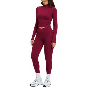 Conjunto de Ropa Deportiva Personalizada para Gimnasio, Chaqueta de Manga Larga con Efecto Levanta Glúteos para Mujer, Conjuntos de Leggings de Yoga - Product Image 1