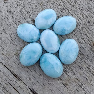 Larimar naturel AAA+ de qualité supérieure, taille ovale 10 mm, dos plat, cabochon calibré, pierre précieuse polie en vrac pour bijoux - Product Image 6