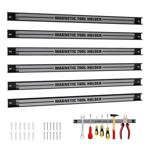 Strisce Organizzatrici Magnetiche Argento per Attrezzi, Confezione da 6, in Acciaio al Carbonio, per un Spazio di Lavoro Ordinato, Porta Utensili - Product Image 1