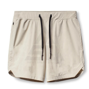 Men's Olive Green Knitted Drawstring Shorts Quick Dry Solid Casual Gym Wear with Inner Compression <b>Layer</b> - Product Image 5