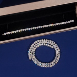 เครื่องประดับฮิปฮอปสุดหรู เงินแท้ 925 ประดับเพชรโมอิสซาไนต์ VVS แบบคลัสเตอร์ สร้อยข้อมือและสร้อยคอแบบเทนนิสสำหรับผู้ชายและผู้หญิง - Product Image 2