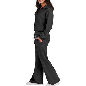 Ensemble deux pièces côtelé personnalisé avec logo, haut court à manches courtes et leggings, tenue de sport pour femme – Vente chaude - Product Image 3