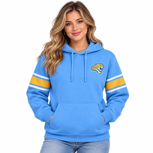 Custom Southern University Jaguars Hoodie HBCU College <b>Spirit</b> Wear Columbia Blue Gold Stripe Pullover Sweatshirt Wholesale - Product Image 3