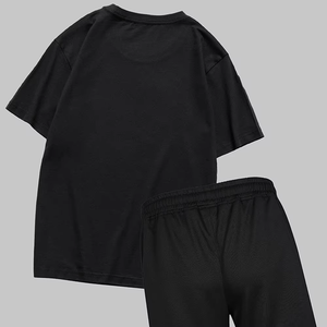 Ensemble décontracté homme automne-hiver : T-shirt et short en coton respirant à col rond et taille haute, deux pièces, OEM - Product Image 3