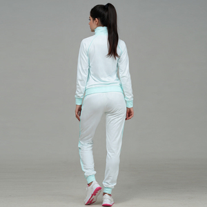 Crop <b>Women</b> Training Suit 100% Polyester Stand Collar Zipper <b>Jacket</b> Tops Trainer Pants Ladies Polyester Crop Training Tracksuits - Product Image 4