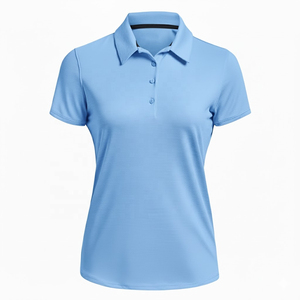 Wholesale Women's Purple Short Sleeve Polo Shirt 100% Polyester Knitted Solid Color Casual Regular Fit Breathable - Product Image 3