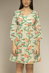 Vestido Mini Estampado de Jardín con Corte Evase, Tela Suave, para Uso Diario Informal, Cómodo, al Mejor Precio, Directo de Fábrica - Product Image 4