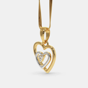Collar con Colgante de Diamante Cultivado en Laboratorio de Dos Tonos y Doble Corazón - Product Image 4