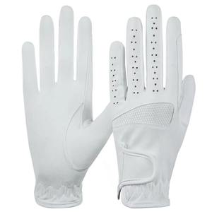 Gants d'équitation en cuir véritable pour homme, blanc uni, coupe classique, fermeture auto-agrippante, gants d'équitation 2026 - Product Image 1