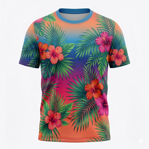 <b>Men's</b> Lightweight Breathable Quick Dry <b>Floral</b> Sublimation Knitted Front Full Print Casual Streetwear Summer <b>T</b>-<b>Shirt</b> 100% - Product Image 1