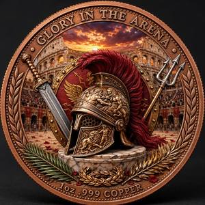 Pièce de monnaie de gladiateur romain personnalisée en cuivre fin .999 de 1 oz, Art de la <span class=keywords><strong>Rome</strong></span> antique, Médaille de collection - Product Image 3