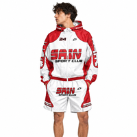 Ensemble de survêtement tendance deux pièces pour homme : veste coupe-vent zippée en nylon et polyester, style streetwear, et short léger coupe-vent