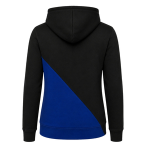 เสื้อฮู้ดซิปยาวสีดำกรมท่าแบบสั่งทำสำหรับผู้หญิง  ลายสองแถบสีตัดกัน แขนยาว มีฮู้ด สไตล์ลำลองสำหรับชมรมกีฬา - Product Image 2