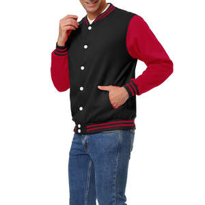 Chaqueta Varsity Personalizada de Cuero Genuino para Hombre, Bordada, con Cuello Alto, Cierre de Botones Cubiertos, Informal, Transpirable, para Invierno, OEM - Product Image 4