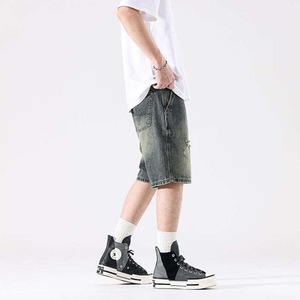 Shorts en jean décontractés pour hommes de haute qualité, coupe droite, taille haute, extensibles, écologiques, respirants, 100% coton - Product Image 4