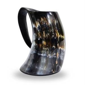Premium Black Horn <b>Beer</b> Mug with Floral Marble Pattern Party & Hotel Use Stocked - Product Image 3