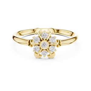 Anillo de oro macizo de 14k para mujer con diamante de corte redondo minimalista en forma de brújula, ideal para regalo, compromiso o aniversario. - Product Image 1
