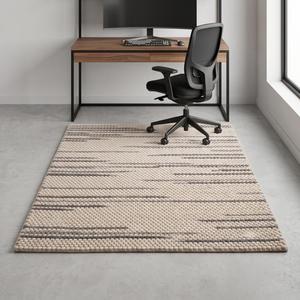 Tapis en laine tissé à la main élégant, couleur unie crème-gris, antidérapant, à poils moyens, avec support en toile de coton, pour la décoration moderne du salon et de la maison - Product Image 2