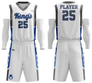Uniformes de basketball réversibles OEM haut de gamme en gros, 100 % polyester, durables, avec impression par transfert thermique, respirants et anti-humidité - Product Image 2