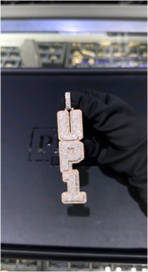 จี้เงินแท้ 925 ประดับเพชรโมอิสซาไนต์ VVS ดีไซน์อักษรย่อตามสั่ง สไตล์ฮิปฮอป สำหรับผู้ชาย - Product Image 2