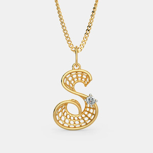 สร้อยคอจี้เพชรปลูกต้นสีเหลืองทอง - Product Image 1