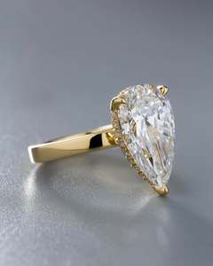 Luxury Women 925 Sterling Silver Pear Cut Ring Engagement Wedding Iced Out Diamond Rings Jewelry Wholesale - Product Image 2