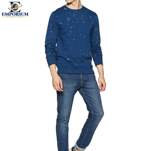 Sudadera de Felpa Francesa para Hombre al por Mayor, con Logotipo Personalizado, Estampado de Puntos Azules, Corte Regular, Cuello Redondo, Sudaderas para Hombre - Product Image 4