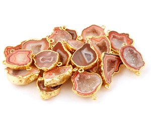 Geode โมรา Druzy ตัวเชื่อมต่อแบบแผ่นทอง24K,ตัวเชื่อมต่อจี้แบบ Diy ประกันตัวสองชั้นสำหรับเครื่องประดับ - Product Image 6