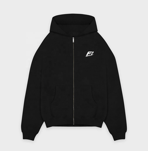 Men's Oversized Full Zip Hooded Sweatshirt Cotton Fleece Casual Streetwear Blank Hoodies Custom Embroidery Bulk Supplier USA - Product Image 1