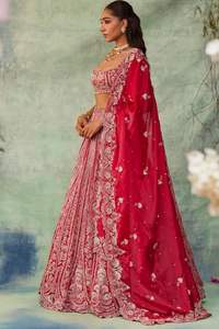 Lehenga de Seda Premium con Adornos de Boutique India, Lehenga de Diseño Bollywood para Fiestas y Bodas, Prenda Festiva para Mujer, la Más Vendida y de Moda - Product Image 4