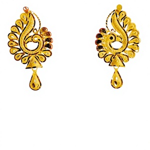 22k Solid Gold Peacock Stud <b>Earrings</b> Traditional Indian Jewelry 916 Hallmarked Gold <b>Tops</b> for Women 1.970g Handmade Jewelry - Product Image 1