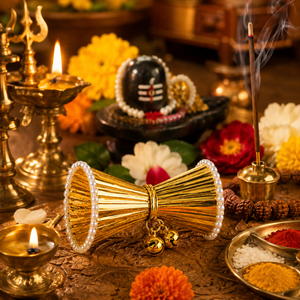 Damru artisanal avec Ghungroo pour Pooja, Keertan, Bhajan, culte spirituel, temple, festival, cadeau de retour, décoration traditionnelle - Product Image 5