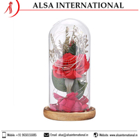 Approvisionnement direct usine, marque privée, dôme en verre transparent de haute qualité, base en bois pour artisanat floral, taille personnalisée, artisanat haut de gamme